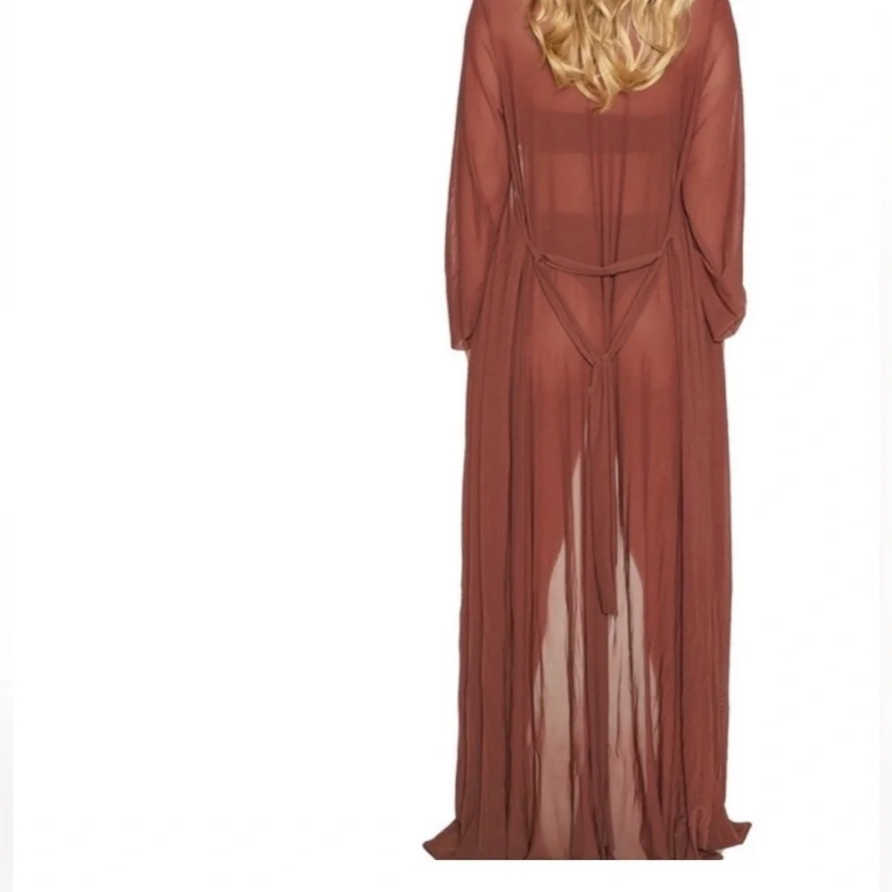 NWT Naked Wardrobe Lux Life Swim Coverup in Chocolate sz